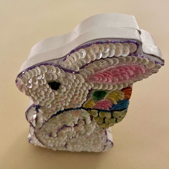 White Sequin Easter Rabbit Box - Picture 2 of 3